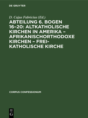 cover image of Abteilung 6. Bogen 16–20